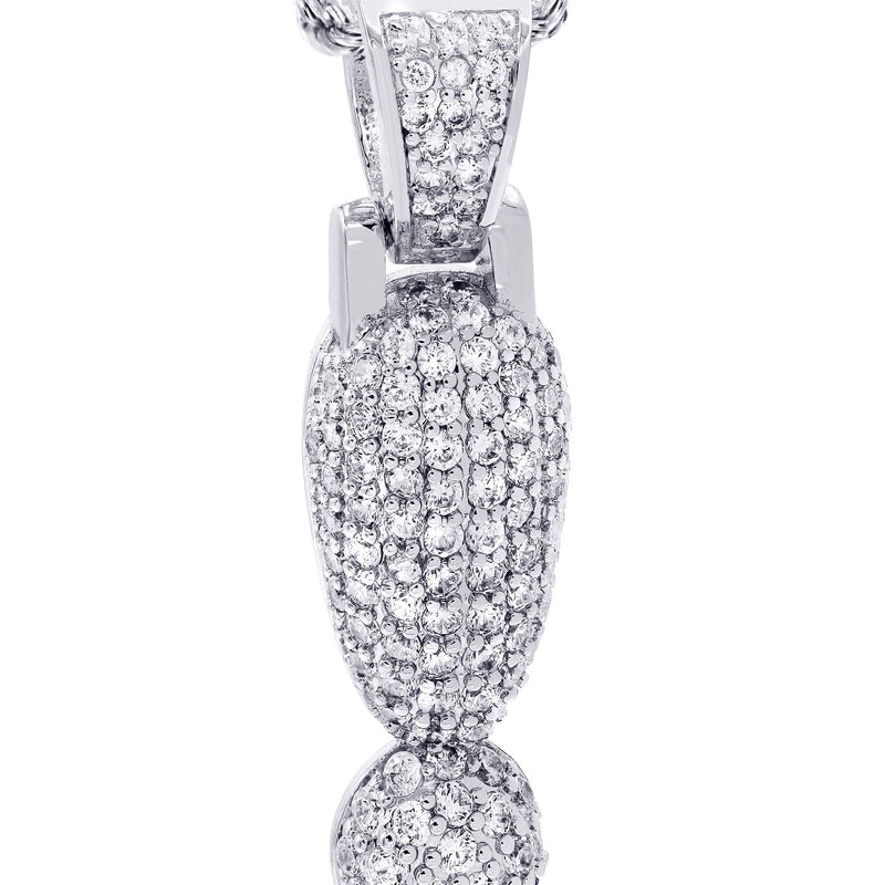 White Gold Plated Cuban Link Chain & ! Pendant | Appx. 13.1 Grams