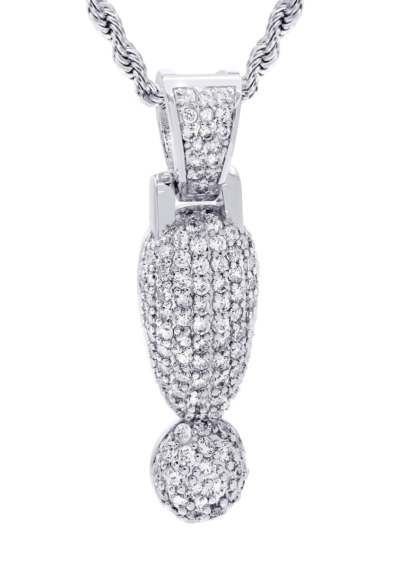 White Gold Plated Cuban Link Chain & ! Pendant | Appx. 13.1 Grams