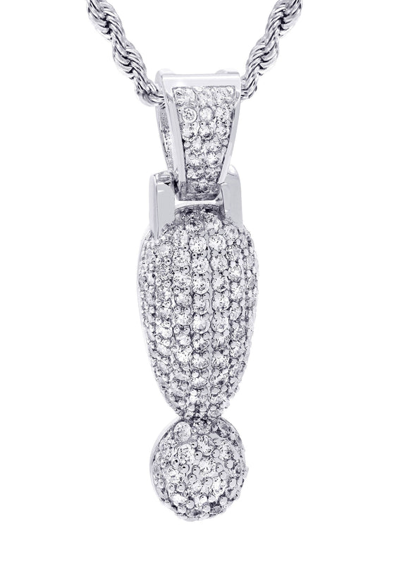 White Gold Plated Cuban Link Chain & ! Pendant | Appx. 13.1 Grams
