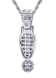 White Gold Plated Cuban Link Chain & ! Pendant | Appx. 13.1 Grams
