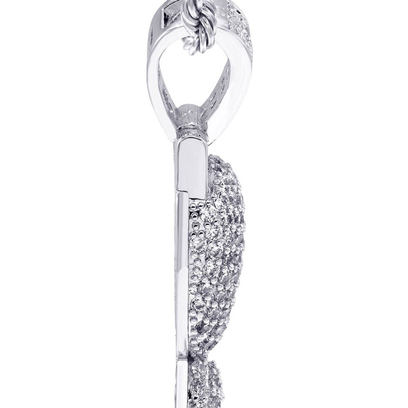 White Gold Plated Cuban Link Chain & ! Pendant | Appx. 13.1 Grams