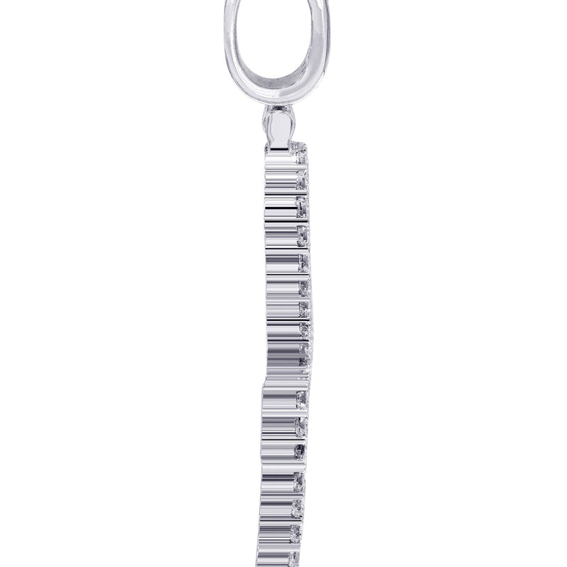 White Gold Plated Cuban Link Chain & Ankh Pendant | Appx. 15.1 Grams