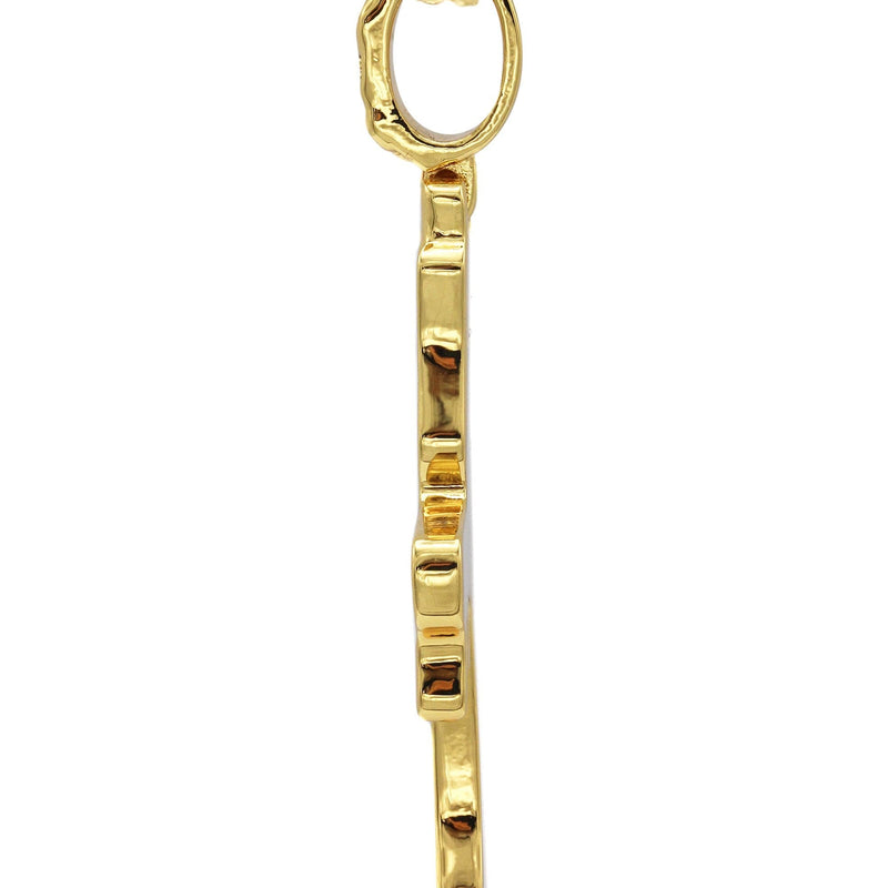 Gold Plated Cuban Link Chain & Melting Cross Pendant | Appx. 10.9 Grams