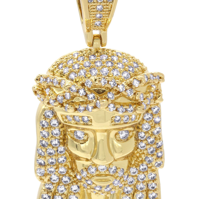 Mens Gold Plated Jesus Head Pendant | 7.2 Grams