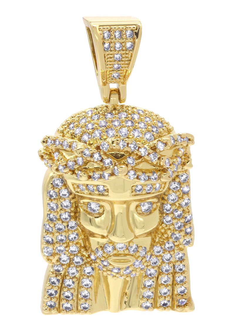 Mens Gold Plated Jesus Head Pendant | 7.2 Grams