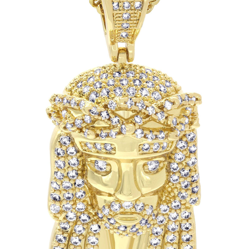 Mens Gold Plated Franco Chain & Jesus Piece Chain | Appx. 15.2 Grams