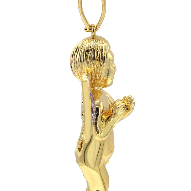 Mens Gold Plated Franco Chain & Angel Pendant | Appx. 19.4 Grams