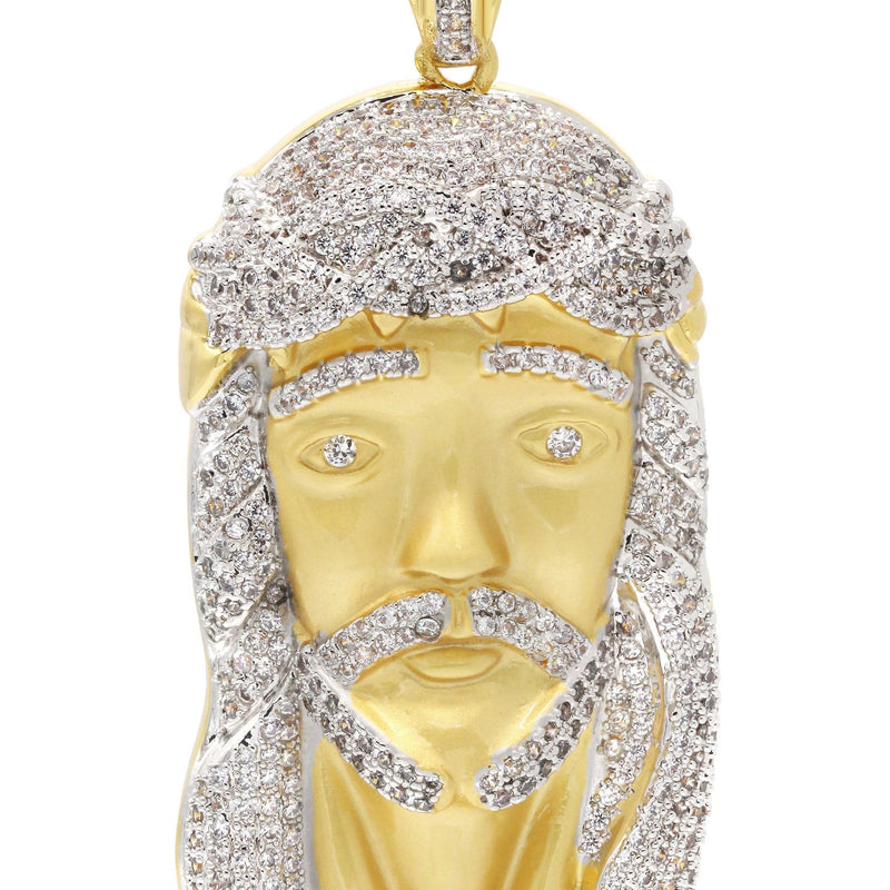 Mens Gold Plated Jesus Head Pendant | 34.4 Grams
