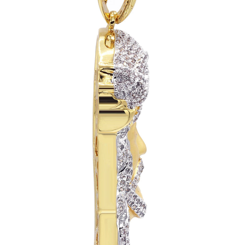 Mens Gold Plated Jesus Head Pendant | 34.4 Grams