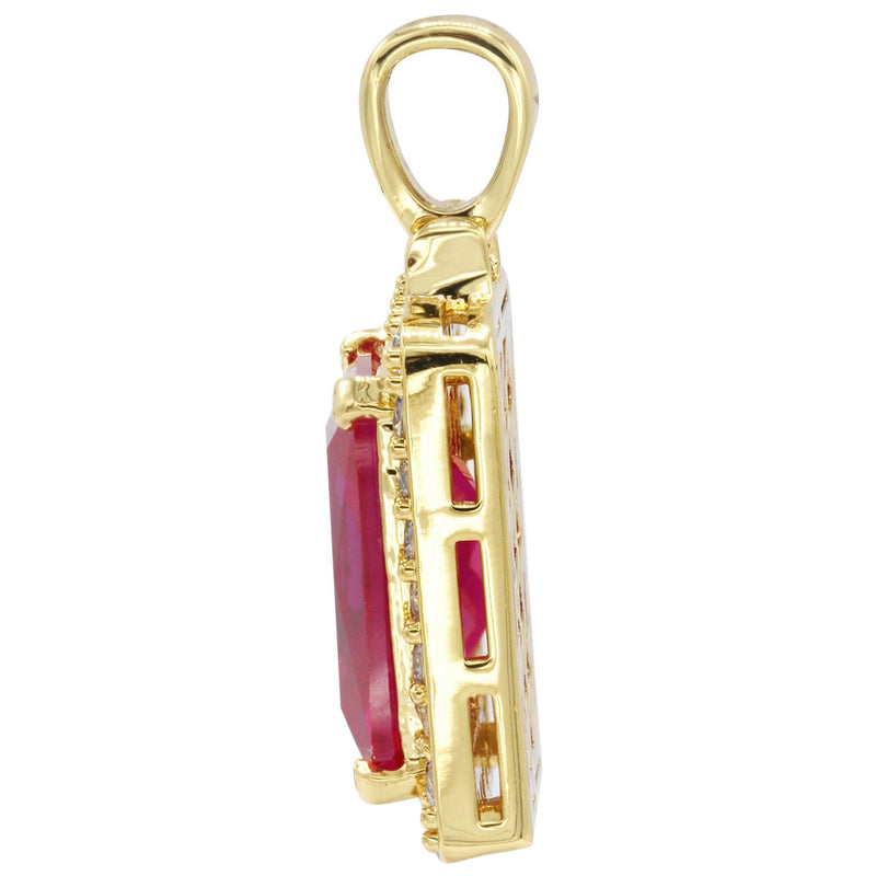 Mens Gold Plated Ruby Pendant | 6 Grams