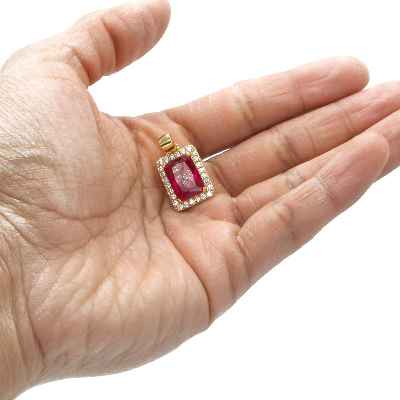 Mens Gold Plated Ruby Pendant | 6 Grams