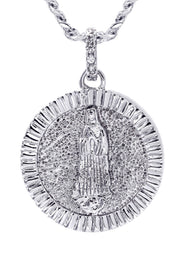 White Gold Plated Cuban Link Chain & Jesus Head Pendant | Appx. 15.8 Grams