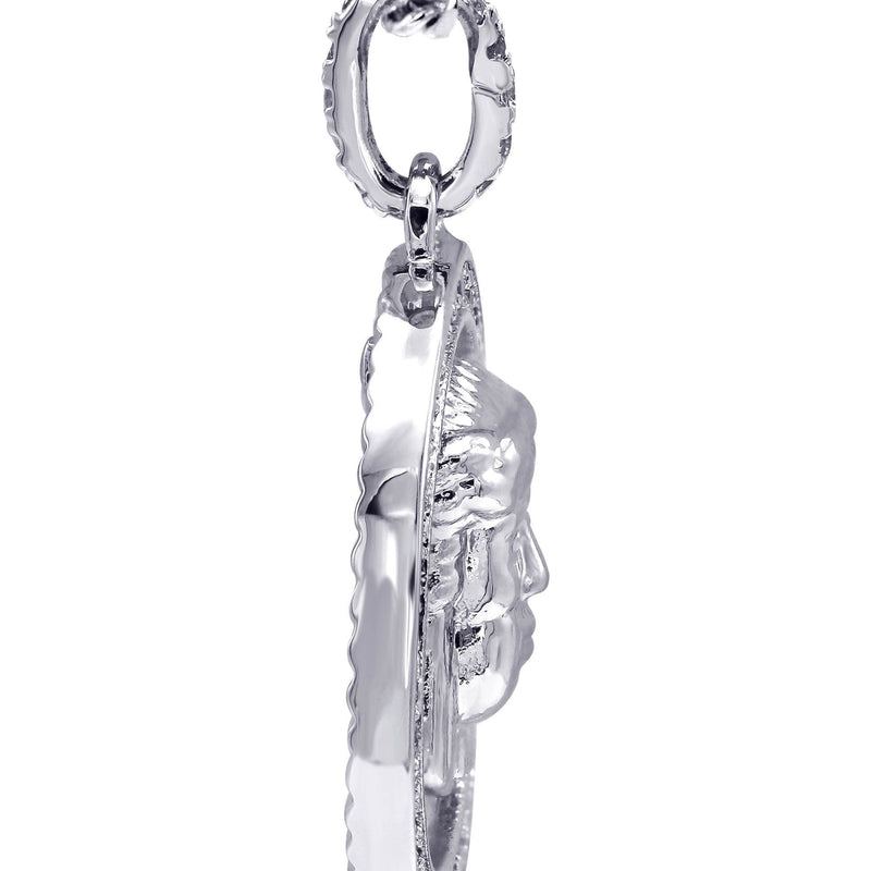 White Gold Plated Cuban Link Chain & Jesus Head Pendant | Appx. 15.8 Grams