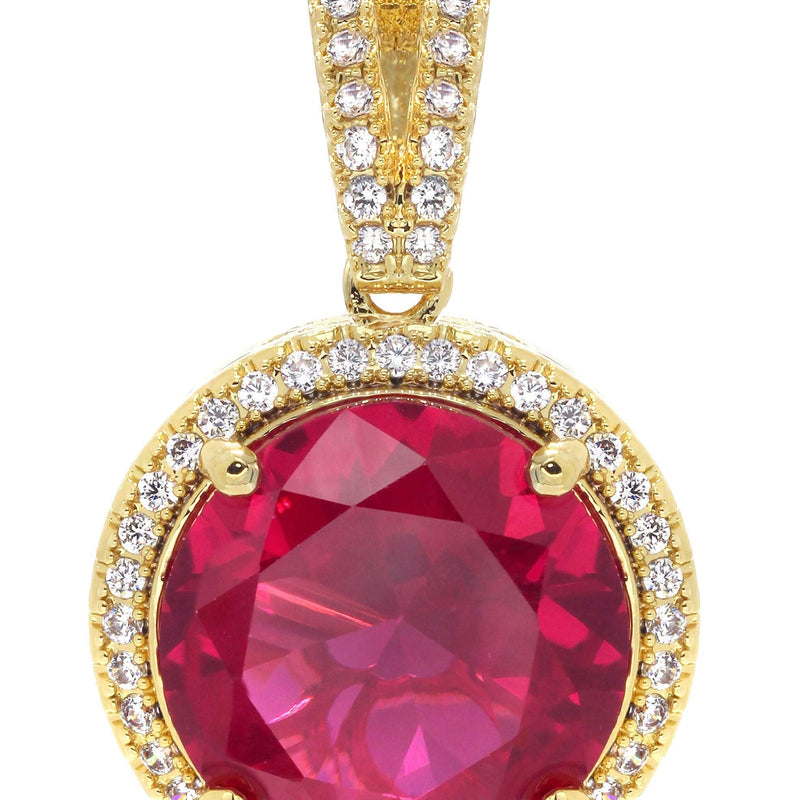 Mens Gold Plated Ruby Pendant | 7.4 Grams