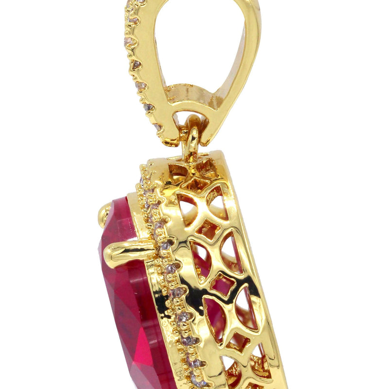 Mens Gold Plated Ruby Pendant | 7.4 Grams