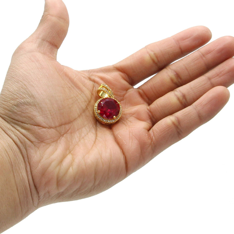 Mens Gold Plated Ruby Pendant | 7.4 Grams