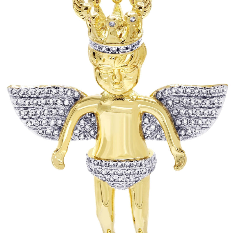 Mens Gold Plated Rope Chain & Angel Pendant | Appx. 16.3 Grams