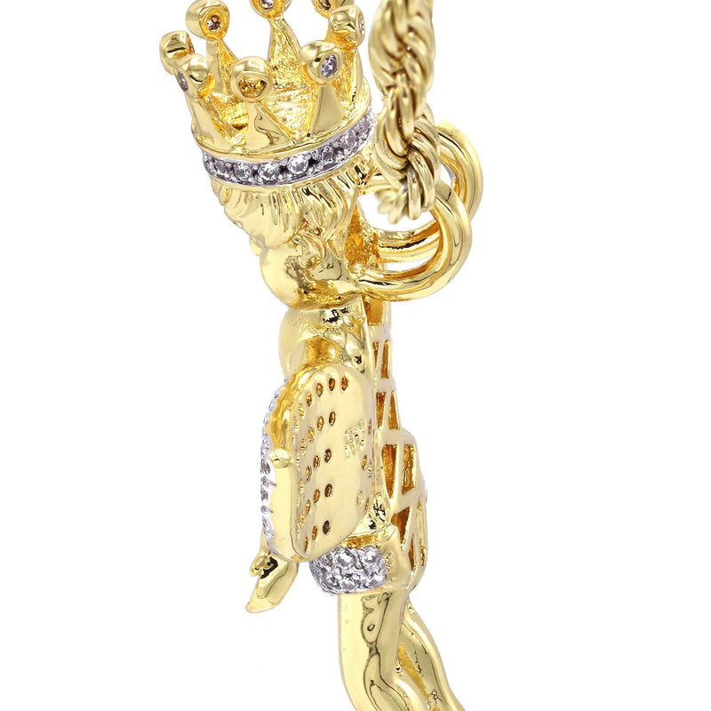 Mens Gold Plated Rope Chain & Angel Pendant | Appx. 16.3 Grams