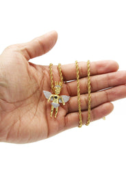 Mens Gold Plated Rope Chain & Angel Pendant | Appx. 16.3 Grams