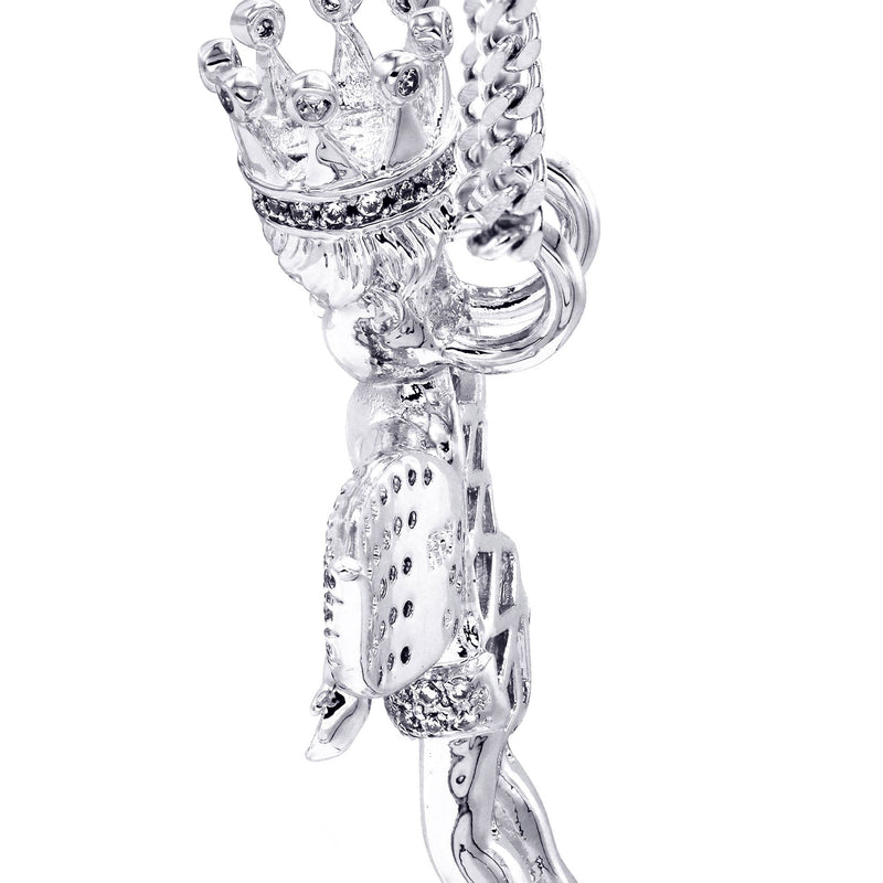 White Gold Plated Cuban Link Chain & Angel Pendant | Appx. 16.3 Grams