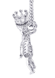 White Gold Plated Cuban Link Chain & Angel Pendant | Appx. 16.3 Grams