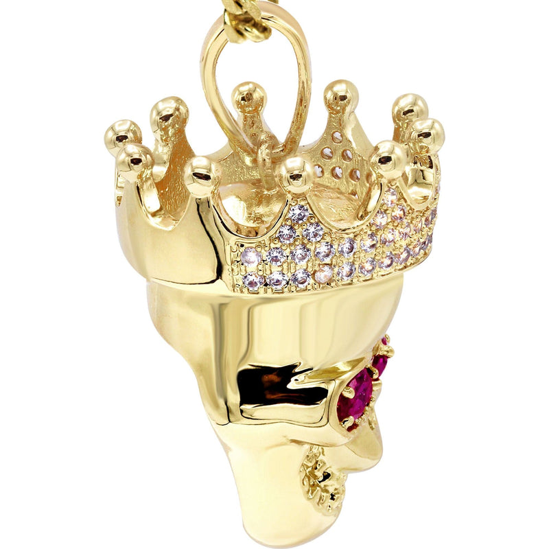 Mens Gold Plated Cuban Link Chain & Skull Pendant | Appx. 21 Grams