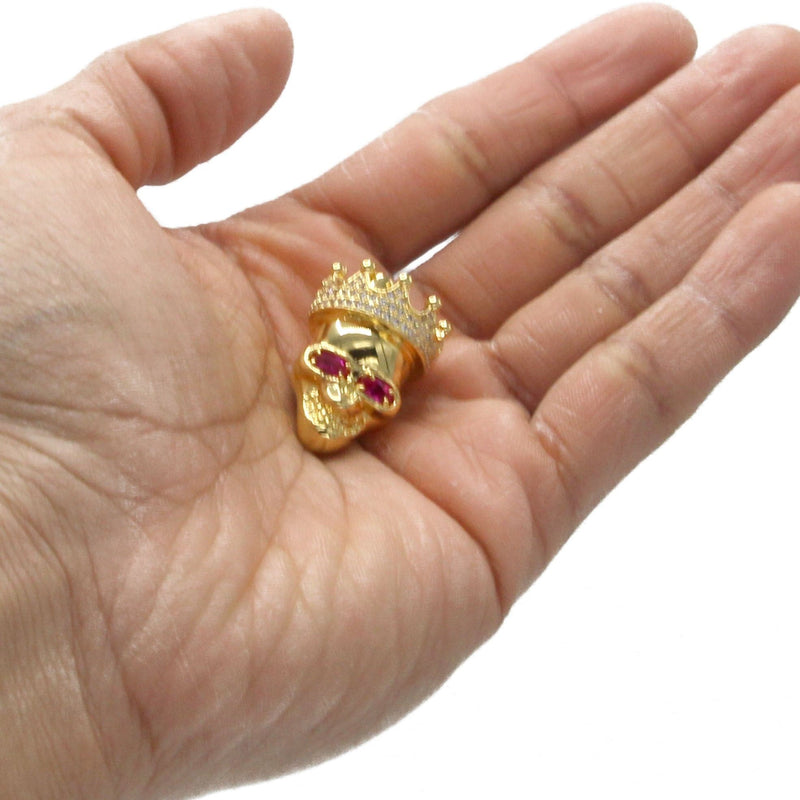 Mens Gold Plated Skull Pendant | 13 Grams