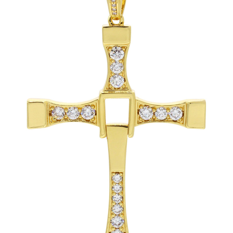 Mens Gold Plated Rope Chain & Cross Pendant | Appx. 26.7 Grams