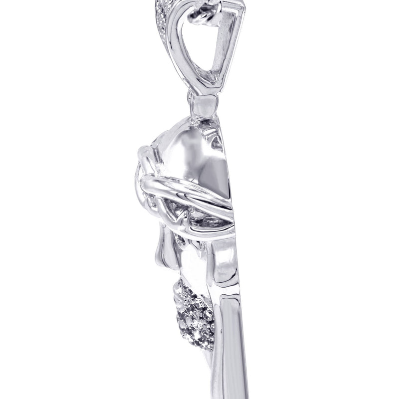 White Gold Plated Cuban Link Chain & Jesus Head Pendant | Appx. 20.1 Grams