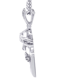 White Gold Plated Cuban Link Chain & Jesus Head Pendant | Appx. 20.1 Grams