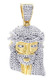 Mens Gold Plated Jesus Head Pendant | 13.8 Grams