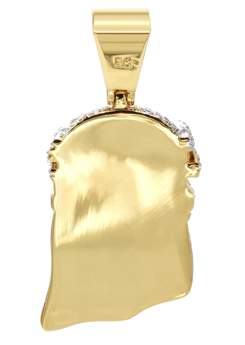 Mens Gold Plated Jesus Head Pendant | 13.8 Grams