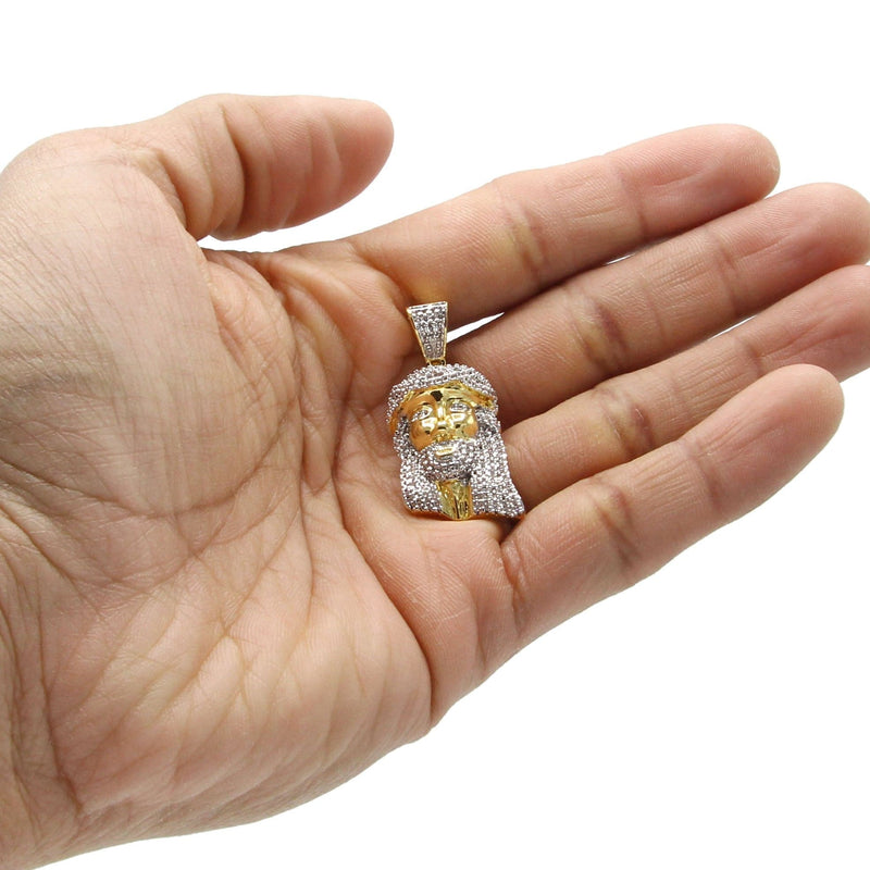 Mens Gold Plated Jesus Head Pendant | 13.8 Grams