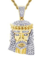 Mens Gold Plated Rope Chain & Jesus Piece Chain | Appx. 22.7 Grams