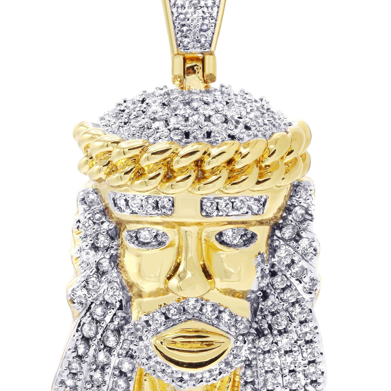 Mens Gold Plated Jesus Head Pendant | 14.7 Grams