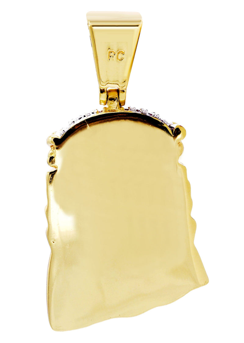 Mens Gold Plated Jesus Head Pendant | 14.7 Grams