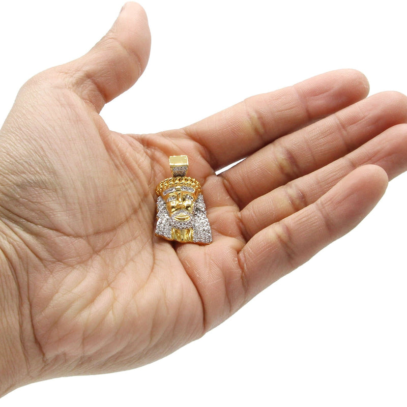Mens Gold Plated Jesus Head Pendant | 14.7 Grams