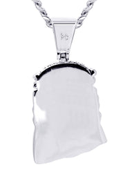 White Gold Plated Cuban Link Chain & Jesus Head Pendant | Appx. 22.7 Grams