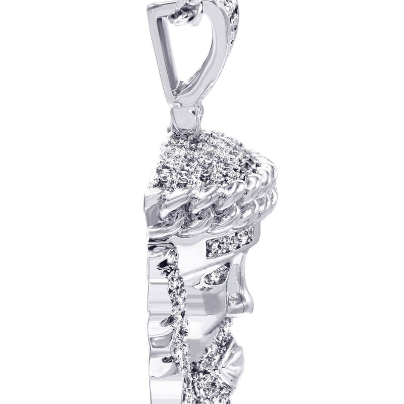 White Gold Plated Cuban Link Chain & Jesus Head Pendant | Appx. 22.7 Grams