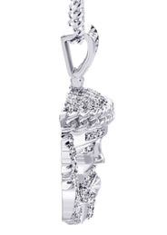 White Gold Plated Cuban Link Chain & Jesus Head Pendant | Appx. 22.7 Grams