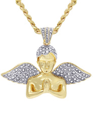 Mens Gold Plated Cuban Link Chain & Angel Pendant | Appx. 19.4 Grams