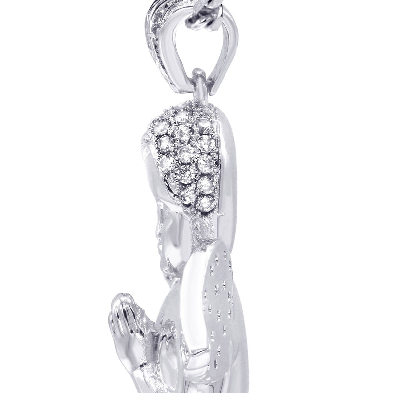 White Gold Plated Cuban Link Chain & Angel Pendant | Appx. 19.4 Grams