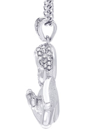 White Gold Plated Cuban Link Chain & Angel Pendant | Appx. 19.4 Grams