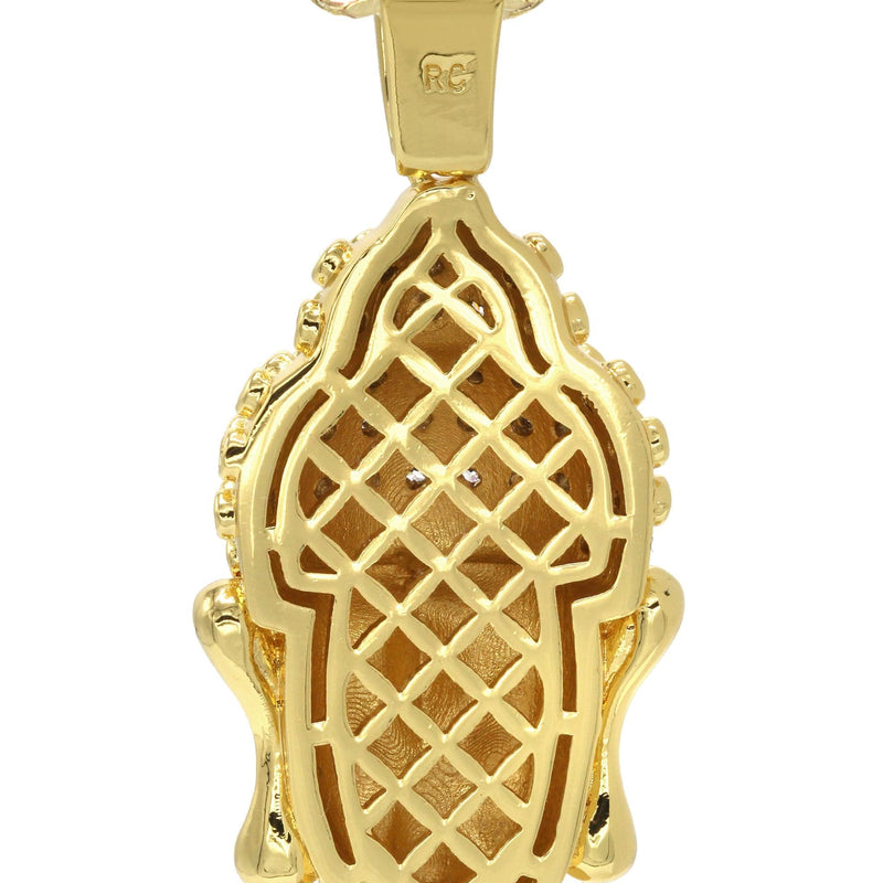 Mens Gold Plated Cuban Link Chain & Buddha Pendant | Appx. 21.6 Grams