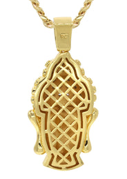 Mens Gold Plated Cuban Link Chain & Buddha Pendant | Appx. 21.6 Grams