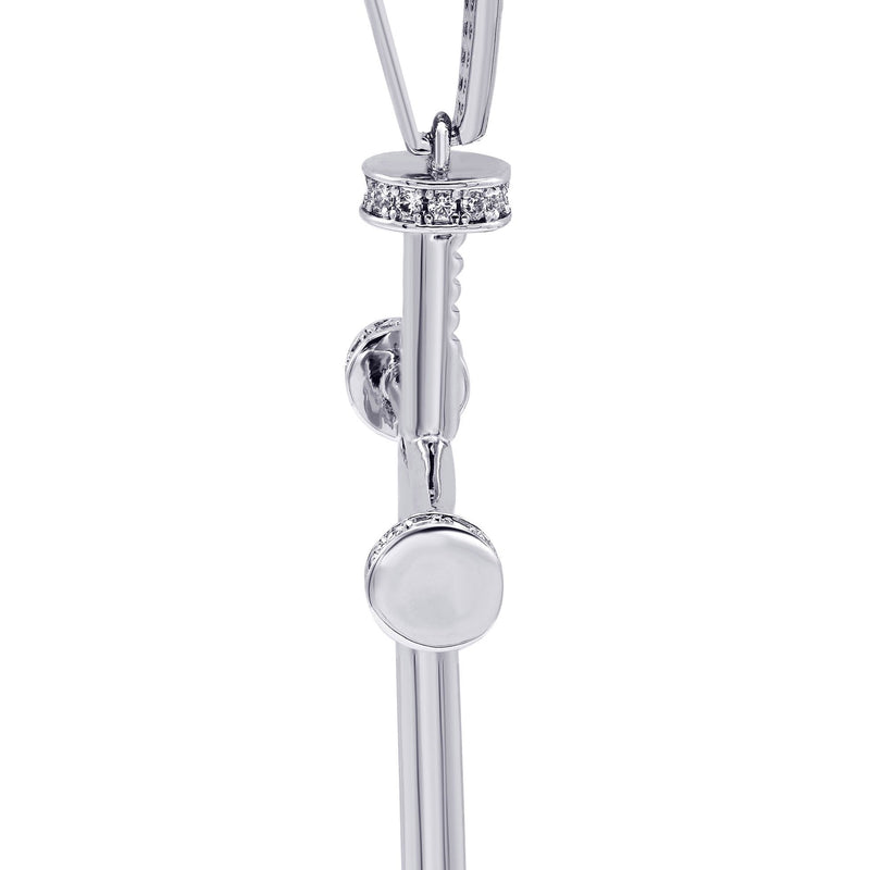 White Gold Plated Cuban Link Chain & Cross Pendant | Appx. 14.5 Grams