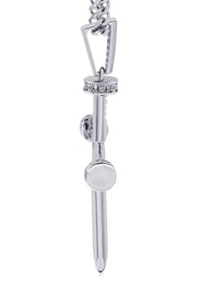 White Gold Plated Cuban Link Chain & Cross Pendant | Appx. 14.5 Grams