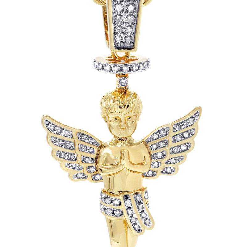 Mens Gold Plated Rope Chain & Angel Pendant | Appx. 14.2 Grams