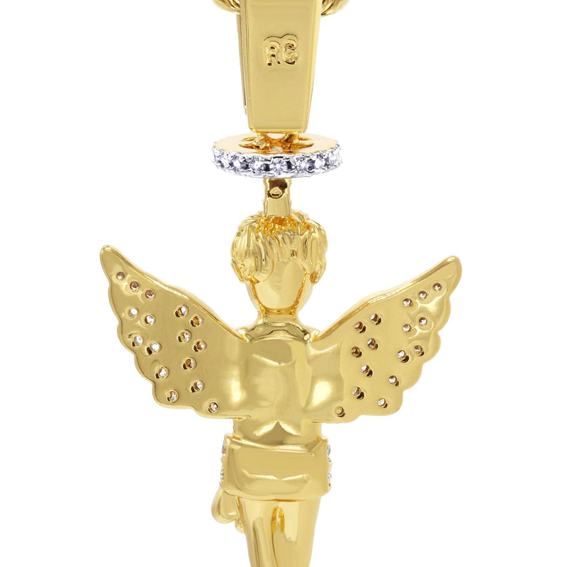 Mens Gold Plated Rope Chain & Angel Pendant | Appx. 14.2 Grams