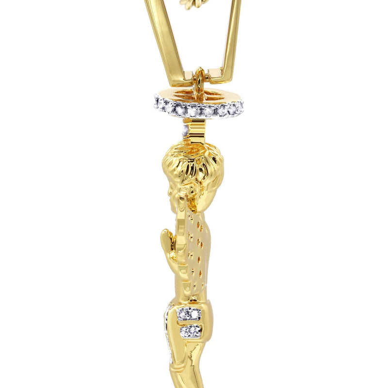Mens Gold Plated Rope Chain & Angel Pendant | Appx. 14.2 Grams